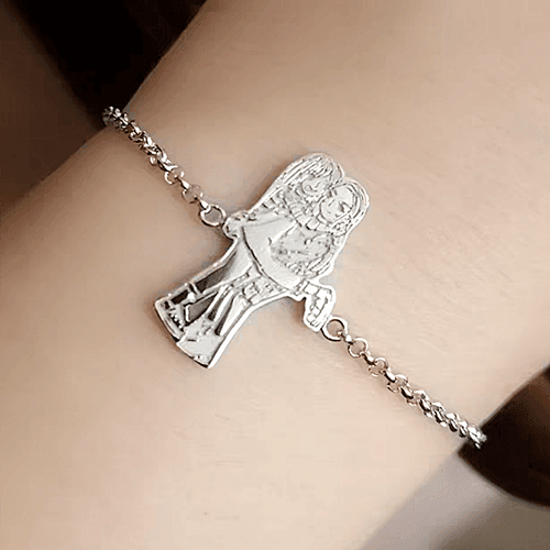 custom made embossed figure jewelry wholesale suppliers personalized sterling silver kids drawing charms bracelet vendors and manufacturers websites
